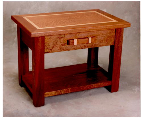 Beech and Sapele Sofa End Table / Night Stand